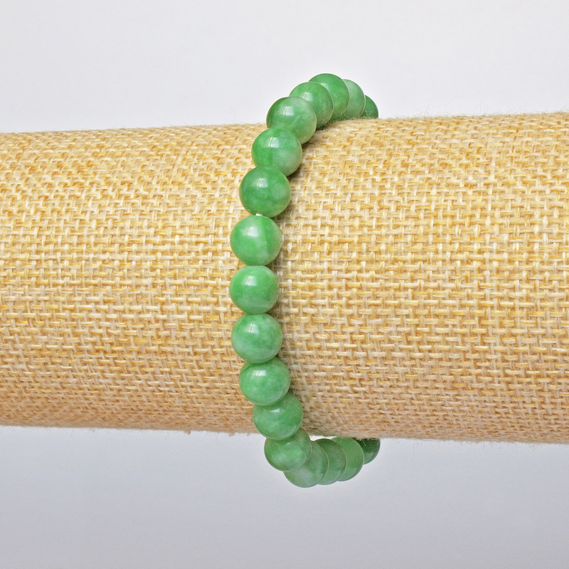 Chrysoprase Bracelet (pressed) Smooth Bead, 7 mm Diameter, Length 18 cm +/- (Stretch)