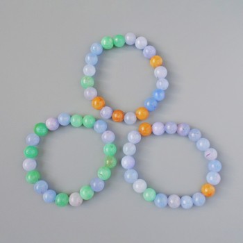 Assortment Bracelet (pressed) smooth bead, 10mm diameter ±, length 18cm ± (stretch)
