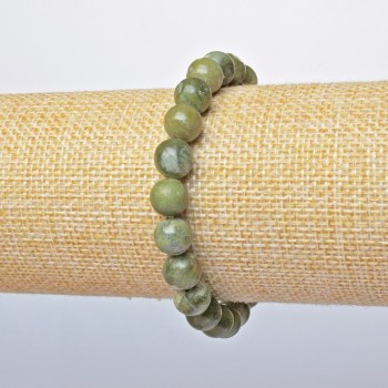 Jadeite Bracelet (pressed) smooth beads, 8.5 mm diameter ±, length 18 cm ± (stretch)