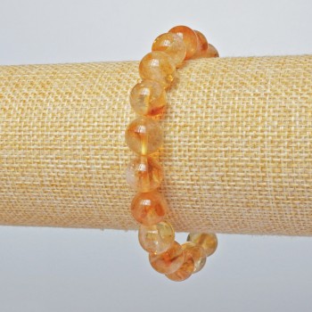 Bracelet with natural citrine, smooth beads, diameter 10.5 mm, length 18 cm, stretch