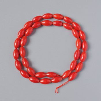 Natural-grain Coral Beads, diameter 11x6mm +/-, length 39cm +/- on thread