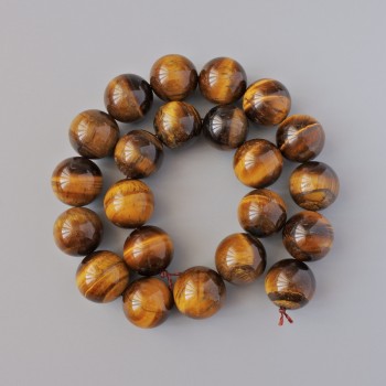 Tiger's Eye Beads - natural stone smooth round beads, diameter 18mm +/-, length 40cm +/- on thread
