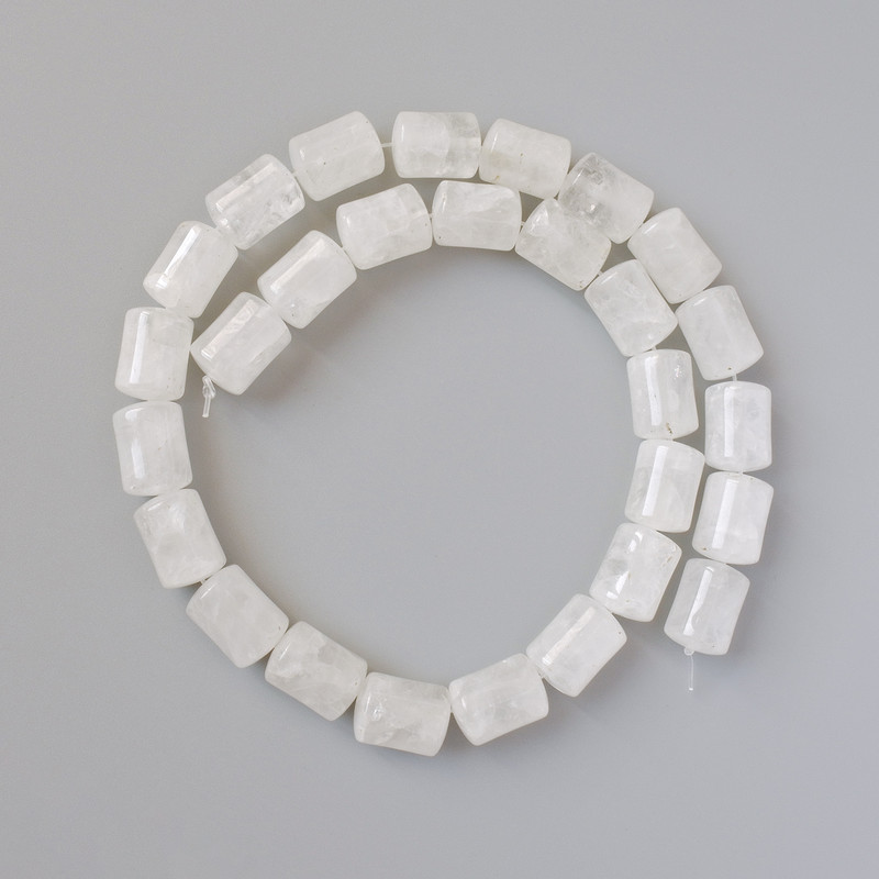 Rock crystal beads, natural stone, cylinder-shaped, diameter 10×14 mm + -, length 38 cm + - on a thread