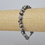 Snow Obsidian Bracelet (Pressed) Smooth Beads, 8.5 mm diameter + -, length 19-24 cm + - (Silver clasp)