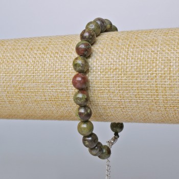 Dragon Blood Jasper Bracelet (Pressed) Smooth bead, 8.5 mm diameter, length 19-24 cm +/- (silver clasp)