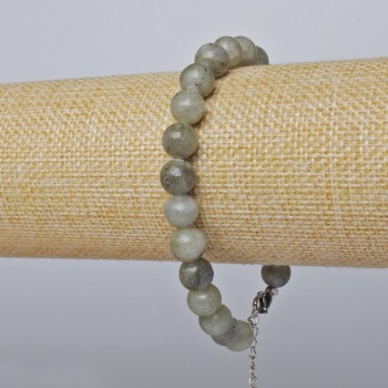 Bracelet Labradorite (pressed) smooth bead, diameter 8 mm, length 19×24 cm +/- (silver clasp)