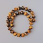 Tiger's Eye Beads, natural stone, smooth round beads, 12mm diameter ±, length 38cm ± on thread