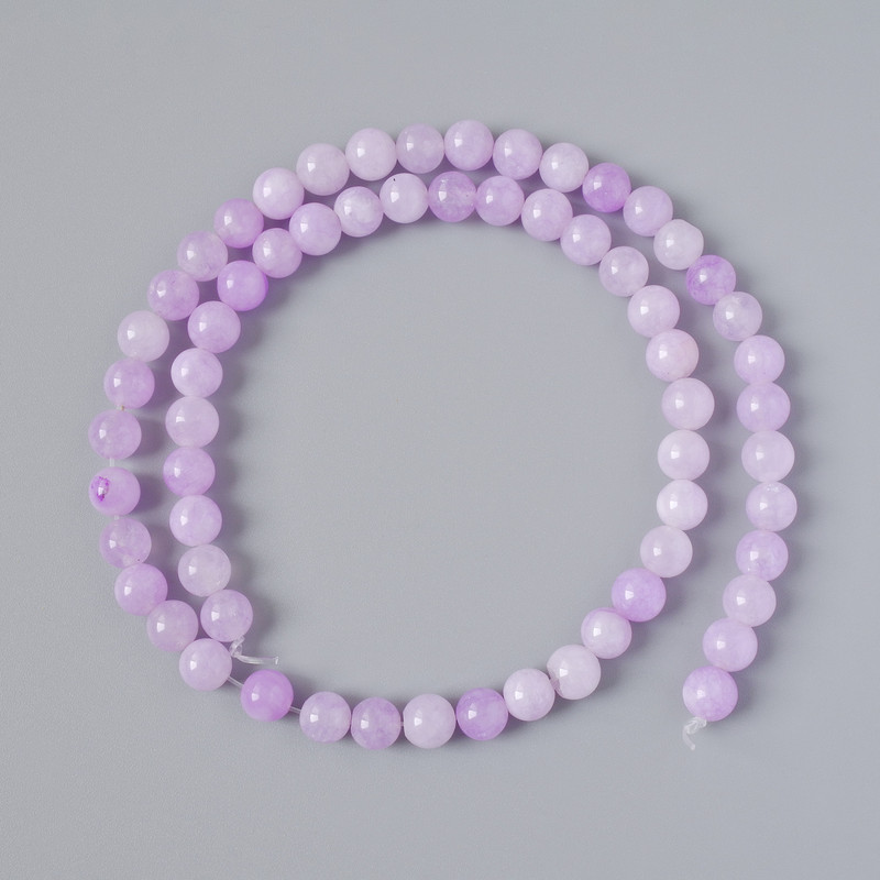 Kunzite Beads (Imitation) Smooth Balls, Diameter 6 mm +/-, Length 37 cm +/- On Thread