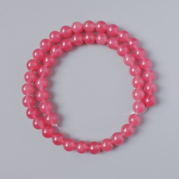 Beads Strawberry Quartz (Imitation), Smooth Round Beads, 8 mm Diameter, 37 cm Length on Thread