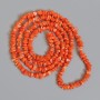 Orange natural coral nugget beads, 6x3 mm diameter, 88 cm length + - on nylon thread