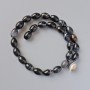 Beads Black Agate natural stone oval, 10×14 mm diameter, 40 cm length on thread