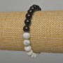 Kaholong and Black Agate Bracelet, smooth bead, 8 mm diameter +/-, length 18 cm +/- (stretch)