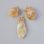 Citrine Pendant, natural unpolished stone, from 24x15 mm to 38x16 mm, assorted, golden metal