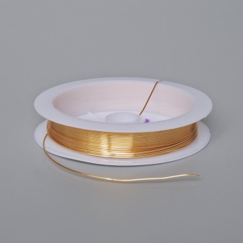 Gold-colored jewelry wire, diameter 0.6 mm, spool, length 4.5 m
