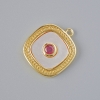 Pendant with mother-of-pearl and red crystal, gold-tone metal, diameter 17x15mm