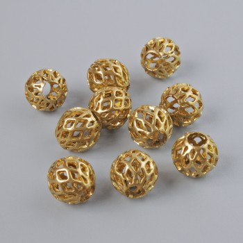 Dark-gold bead-insert findings, metal color, diameter 7mm, 10 pcs