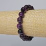 Bracelet with Purple Cat's Eye natural stone smooth beads, 10.5 mm diameter, 18 cm length (stretch)