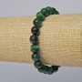 Bracelet with green cat's eye natural stone smooth beads, diameter 8.5 mm, length 18 cm (stretch)
