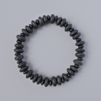 Shungite bracelet, smooth rondels, diameters 10×4.5 mm and 6×3 mm ±, length 18 cm ± (stretch)