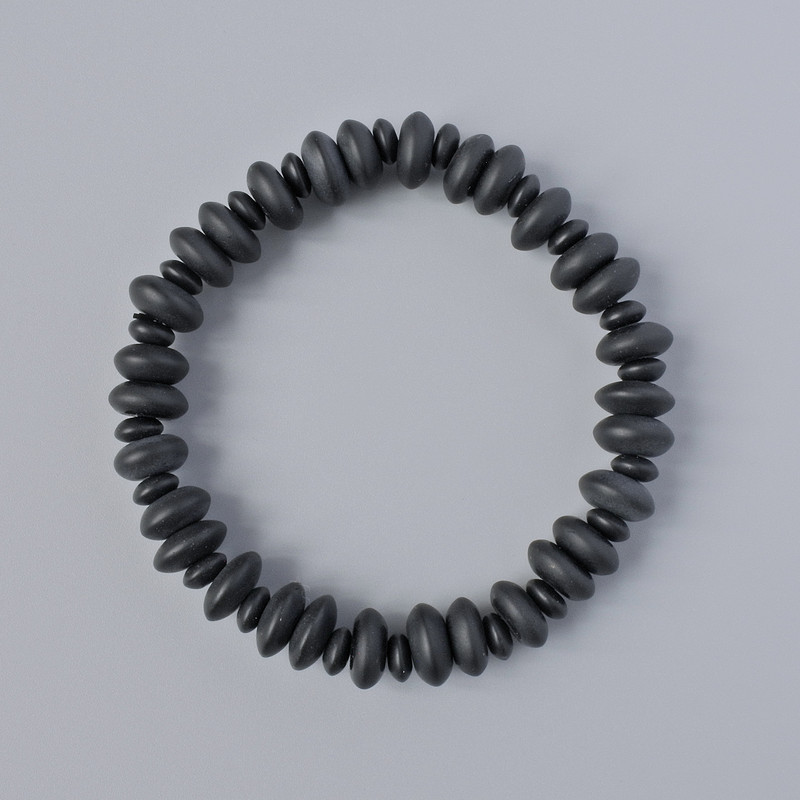 Shungite bracelet, smooth rondels, diameters 10×4.5 mm and 6×3 mm ±, length 18 cm ± (stretch)