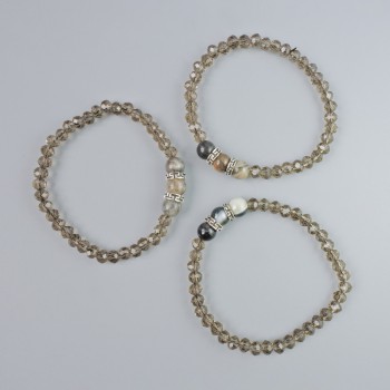 Bracelet with Czech Crystal and Assorted Beads, diameter 6×4, 5 mm, 8.5 mm ±, length 18 cm ± (stretch) with metal inserts