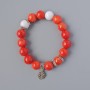 Bracelet Coral (Imitation Acrylic) and White Agate (Pressed), diameter 12 mm ±, length 18 cm ± (Stretch) with metal inserts