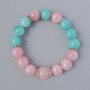 Bracelet Pink Quartz and Amazonite (Imitation Acrylic), diameter 12.5 mm ±, length 18 cm ± (stretch) with metal inserts