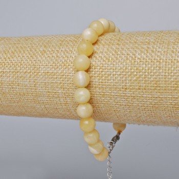 Citrine Bracelet (pressed) smooth bead, diameter 8.5 mm + -, length 19-24 cm + - (silver clasp)
