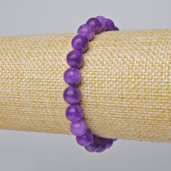 Lepidolite Bracelet (Imitation) Smooth Bead, 8 mm Diameter, 18 cm Length ± (Stretch)