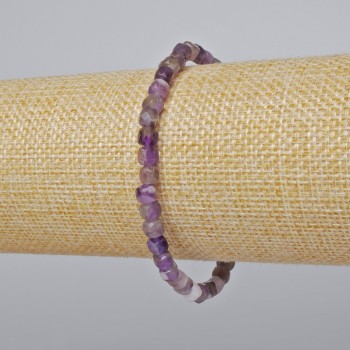 Bracelet of natural amethyst, faceted cube beads, diameter 4-5 mm, length 18 cm (stretch)