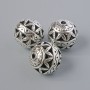 Bead insert finding, 14mm diameter ±, hole diameter 2.1mm, silver metal color, 3 pcs