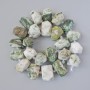 Moss Agate Beads, natural stone, faceted, diameter 20x13mm, length approx. 39cm, on thread with seed beads