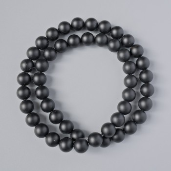 Shungite beads (imitation), smooth spheres, 8 mm diameter, 39 cm length on thread