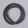Shungite beads (imitation), smooth spheres, 8 mm diameter, 39 cm length on thread