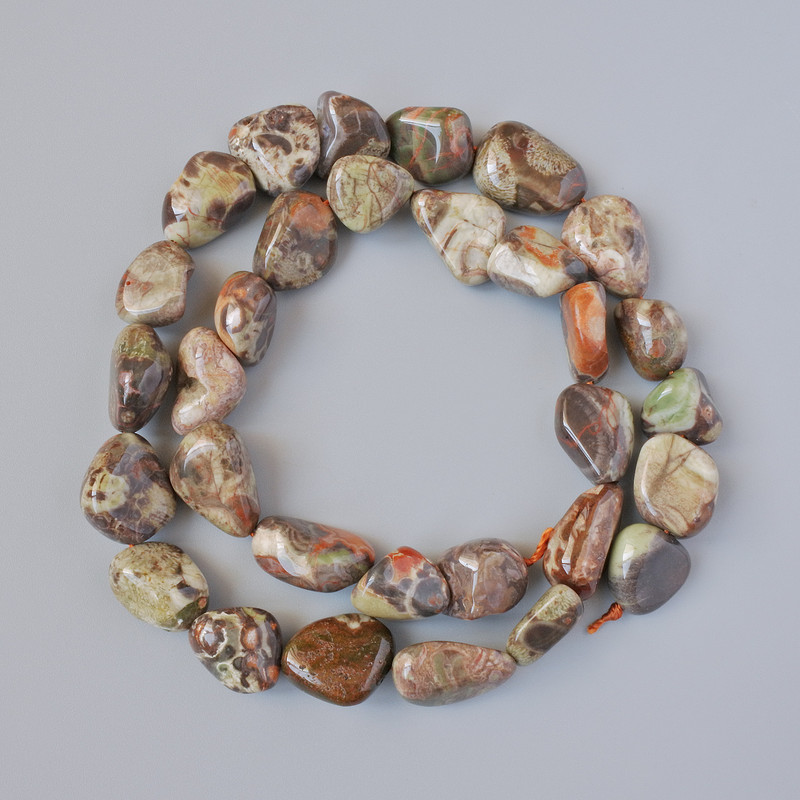 Picasso Jasper beads, natural faceted stone, diameter 10x13 mm ±, length approximately 40 cm on a thread
