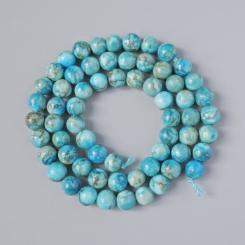Blue Jasper Beads (Synthetic) Smooth Ball, Diameter 6mm ±, Length 37cm ± on Thread