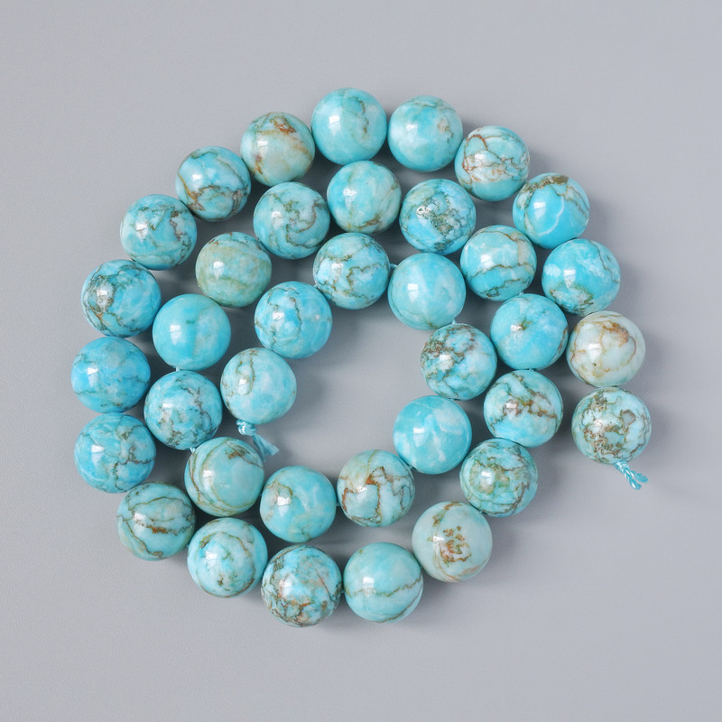 Blue Jasper Beads (Synthetic) Smooth Round Beads, Diameter 10.5 mm, Length 39 cm on Thread