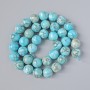 Blue Jasper Beads (Synthetic) Smooth Round Beads, Diameter 10.5 mm, Length 39 cm on Thread