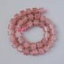 Beads Strawberry Quartz natural stone faceted disc, diameter 11x7 mm, length 39 cm, with seed beads on thread