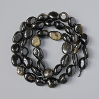 Sun Obsidian Beads - natural stone, faceted, diameter 8x10 mm, length approx. 41 cm on thread