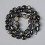 Sun Obsidian Beads - natural stone, faceted, diameter 8x10 mm, length approx. 41 cm on thread