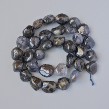 Iolite beads, natural stone, faceted, diameter 11x12 mm ±, length 40 cm ± on thread