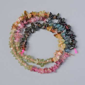 Tourmaline Beads, Natural Stone Chips, Diameter 6x2 mm, Length 39 cm on Thread