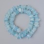 Aquamarine Beads, Natural Stone Chips, Diameter 11x3 mm, Length 39 cm on beading thread