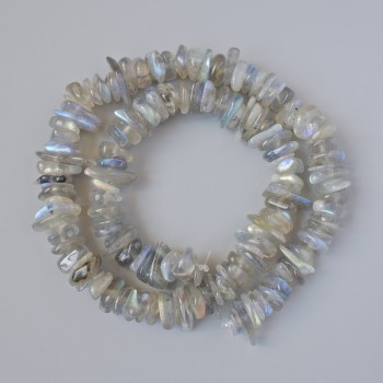 Labradorite Beads - natural stone chip, 10x3 mm, length approx. 39 cm on thread