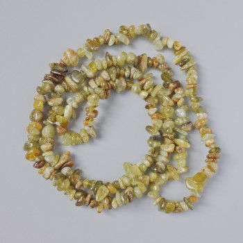 Grossular beads (green garnet) natural stone chip, diameter 8x4 mm ±, length 80 cm ± on a beading thread