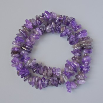 Amethyst Chip Beads, Natural Stone, diameter 13x4 mm, length 39 cm ±, on beading thread
