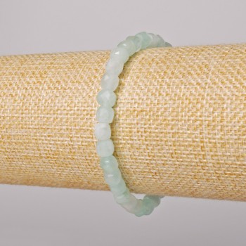 Amazonite bracelet, natural stone, faceted cube, diameter 5.5 mm ±, length 18 cm ± (stretch)