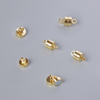 Magnetic clasp, diameter 11×5 mm, gold-tone metal color, 1 piece