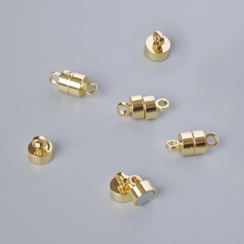 Magnetic clasp, gold-tone metal, diameter 11.5×6 mm, 1 piece